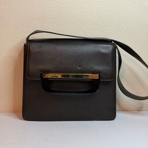 Vintage Gucci Dark Brown Leather Shoulder Bag